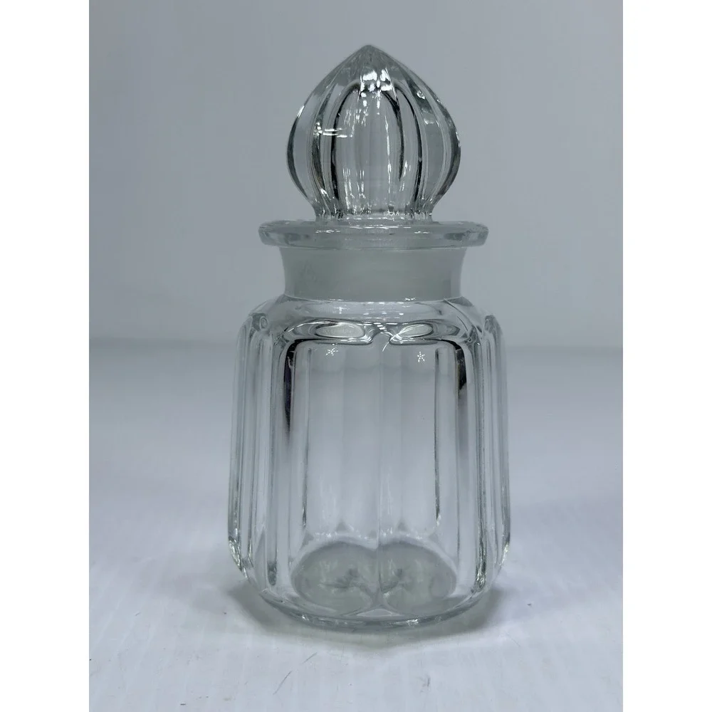 Vintage Heisey Glass Wide Flat Panel Stamped Apothecary Jar Fitted Ground Lid